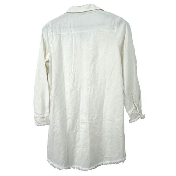 New Zilcremo Women S White Denim Shirt Dress Long Sleeve Jean Button Up 1059T2 - Picture 6 of 12